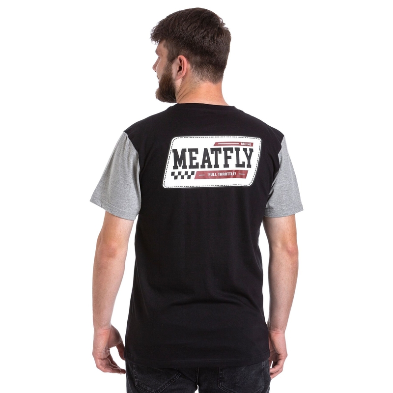 Tričko Meatfly Racing čierno-šedé výpredaj