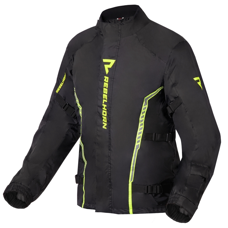 Moto bunda do dažďa Rebelhorn Patrol čierno-fluo žltá