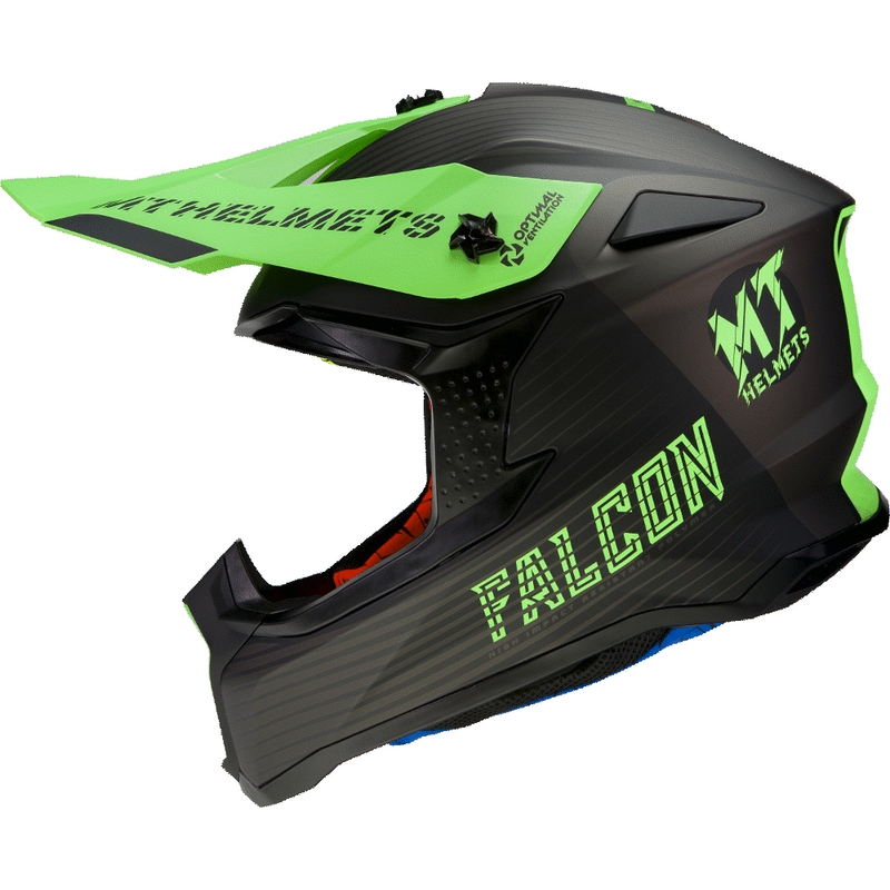Motokrosová prilba MT Falcon System čierno-fluo zelená