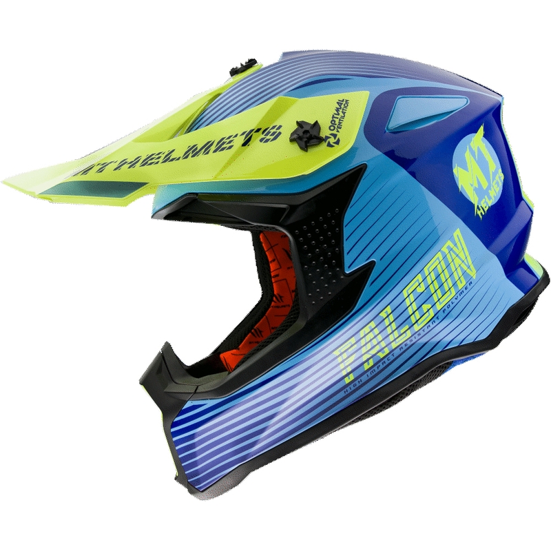 Motokrosová prilba MT Falcon System modro-fluo žltá