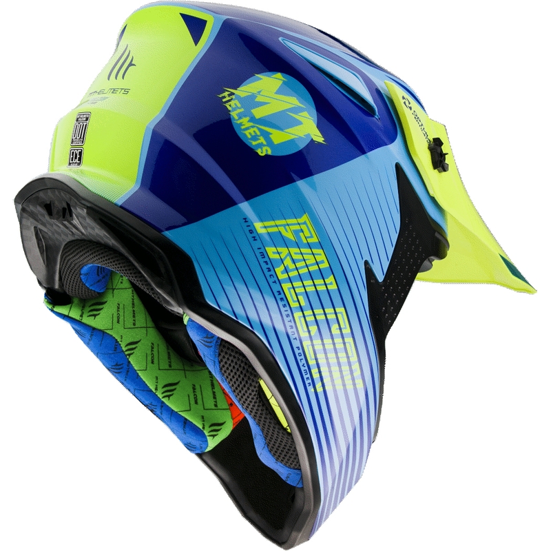 Motokrosová prilba MT Falcon System modro-fluo žltá