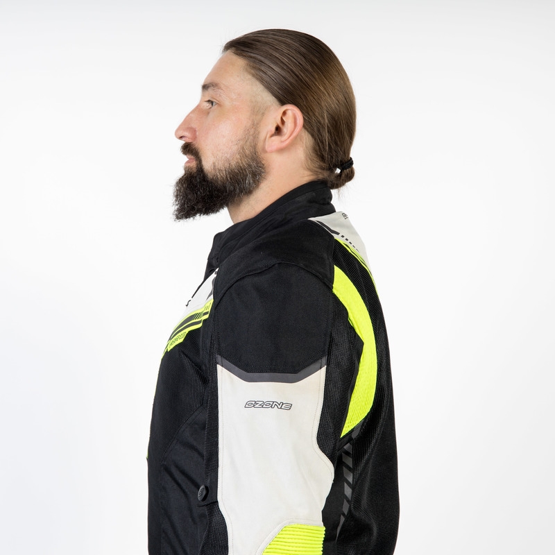 Bunda na motocykel Ozone Flow čierno-šedo-fluorescenčno žltá výpredaj