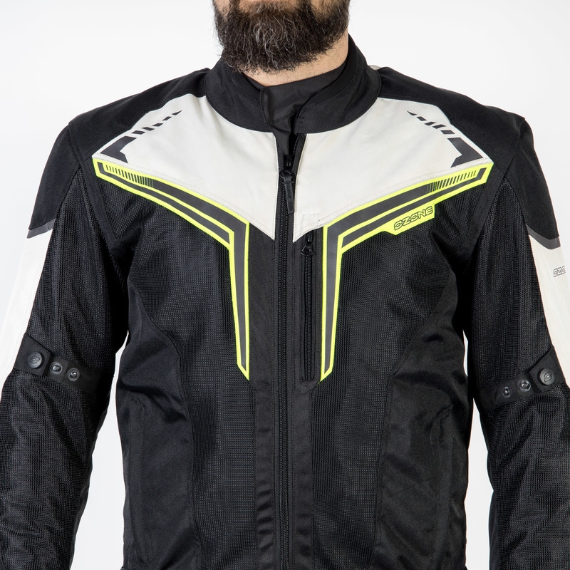 Bunda na motocykel Ozone Flow čierno-šedo-fluorescenčno žltá výpredaj