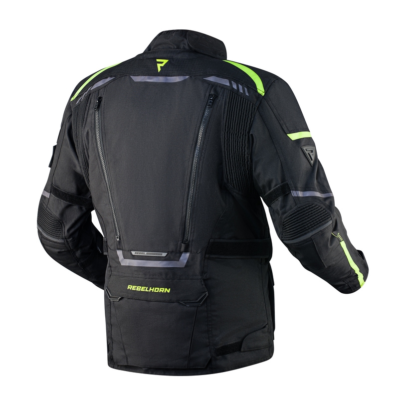 Bunda na motocykel Rebelhorn Cubby IV čierno-fluo žltá