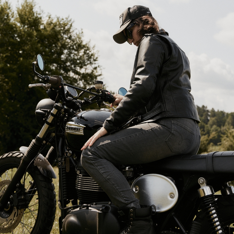 Dámske jeansy na motocykel Ozone Striker SF šedé