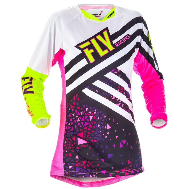 Dámsky motokrosový dres FLY Racing Kinetic 2018 - USA ružovo-bielo-fluo žltý