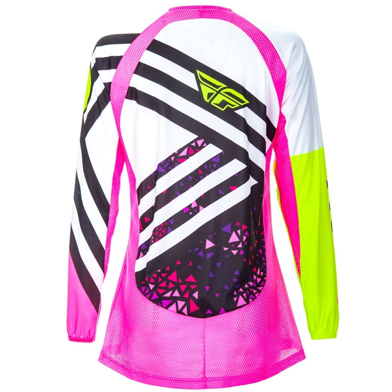 Dámsky motokrosový dres FLY Racing Kinetic 2018 - USA ružovo-bielo-fluo žltý