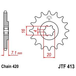 Reťazové koliečko JT JTF 413-16 16T, 420
