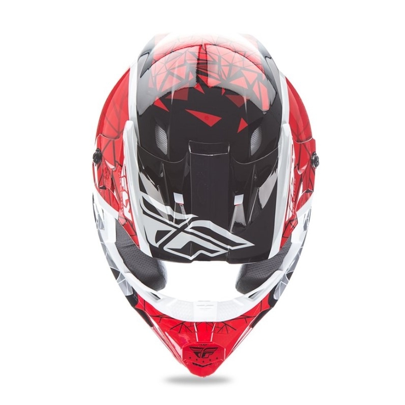 Detská motokrosová prilba FLY Racing Kinetic CRUX - USA červeno-bielo-čierna výpredaj