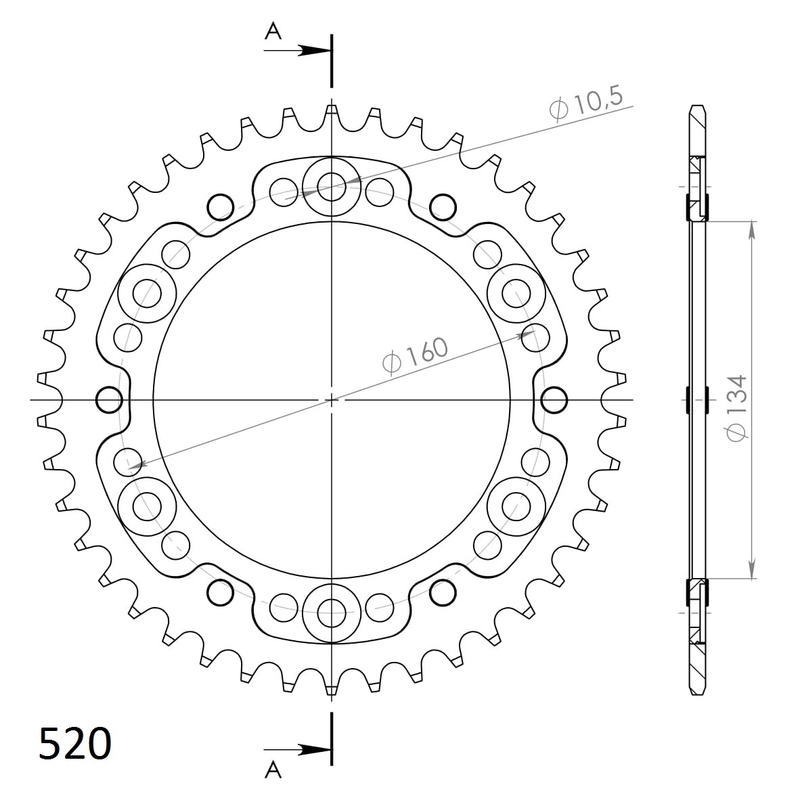 Rozeta SUPERSPROX STEALTH zlatá 42T, 520