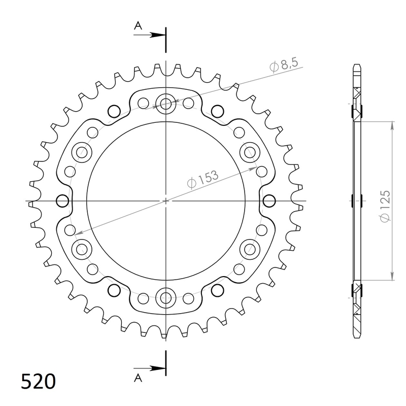 Rozeta SUPERSPROX STEALTH čierna 40T, 520