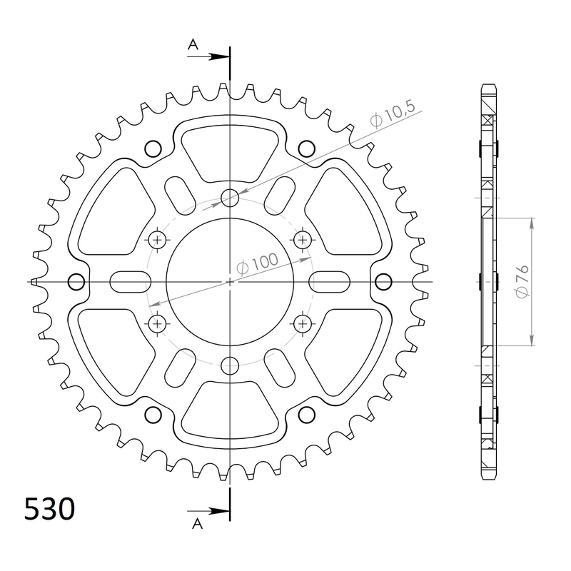 Rozeta SUPERSPROX STEALTH čierna 45T, 530