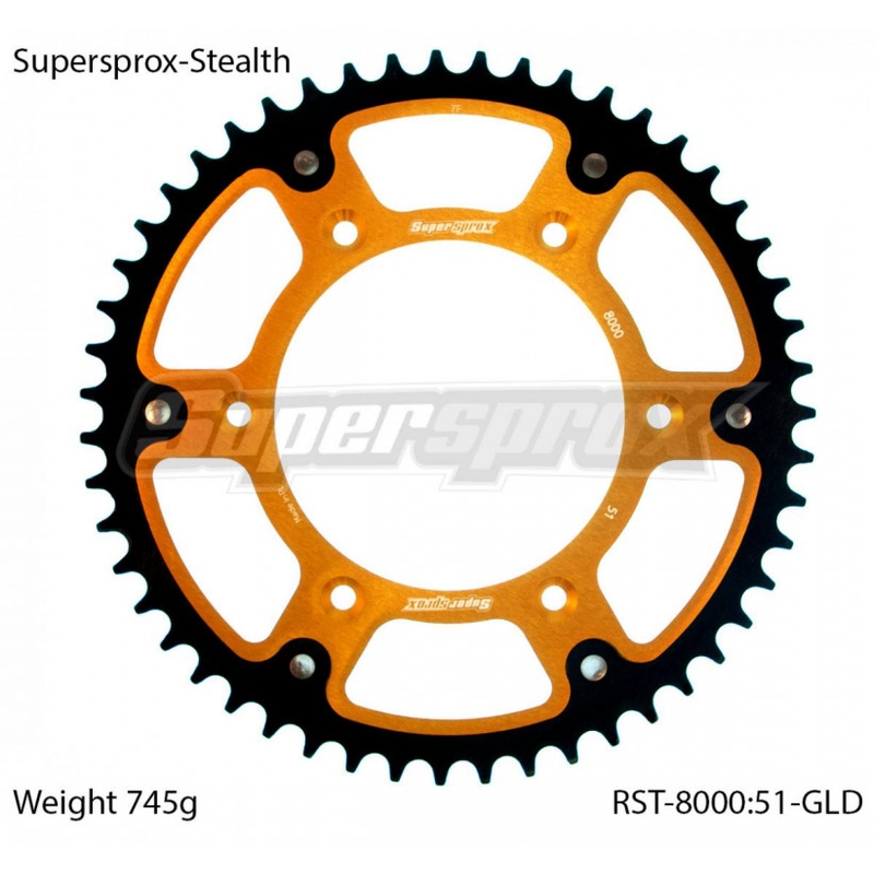 Reťazová rozeta SUPERSPROX STEALTH zlatá 51T, 520