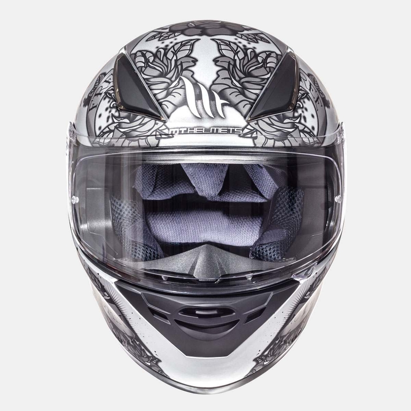 Integrálna prilba na motorku MT Revenge Skull & Rose čierna matná-strieborná