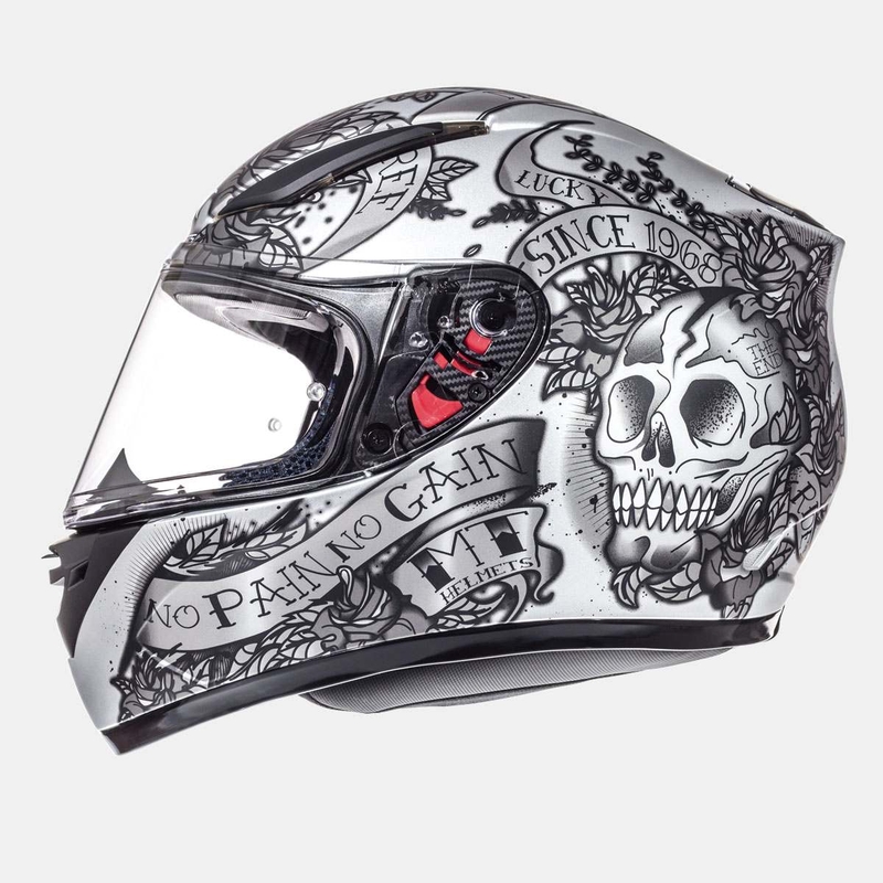 Integrálna prilba na motorku MT Revenge Skull & Rose čierna matná-strieborná