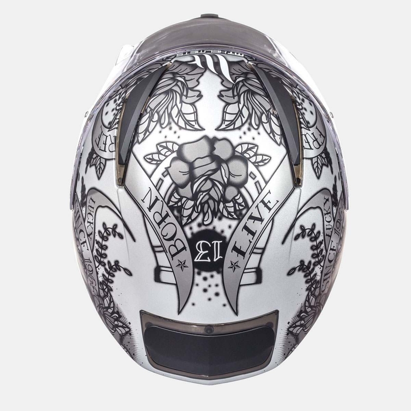 Integrálna prilba na motorku MT Revenge Skull & Rose čierna matná-strieborná