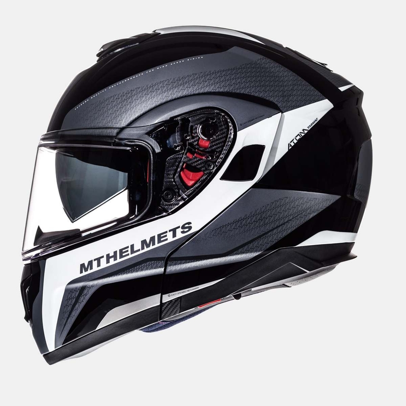 Odklápacia prilba na motocykel MT Atom Tarmac čierna matná-biela výpredaj