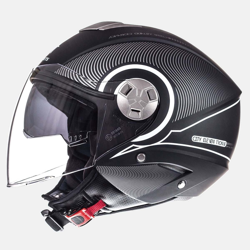 Prilba na motocykel otvorená MT City Eleven SV Tron čierna matná-biela výpredaj