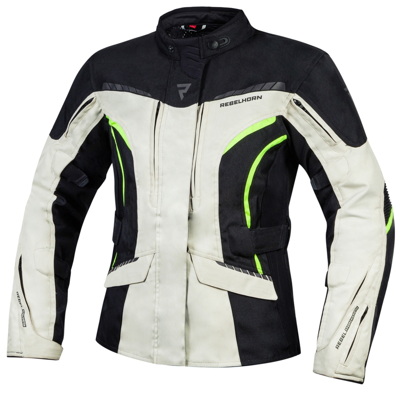 Dámska moto bunda Rebelhorn Hiker III čierno-sivo-fluorescenčno žltá - II. akosť