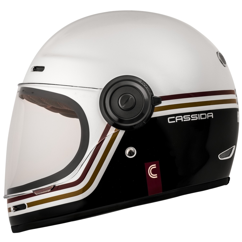 Integrálna prilba na motocykel Cassida Fibre Super Hooligan Carat bielo-čierno-červeno-zlatá výpredaj