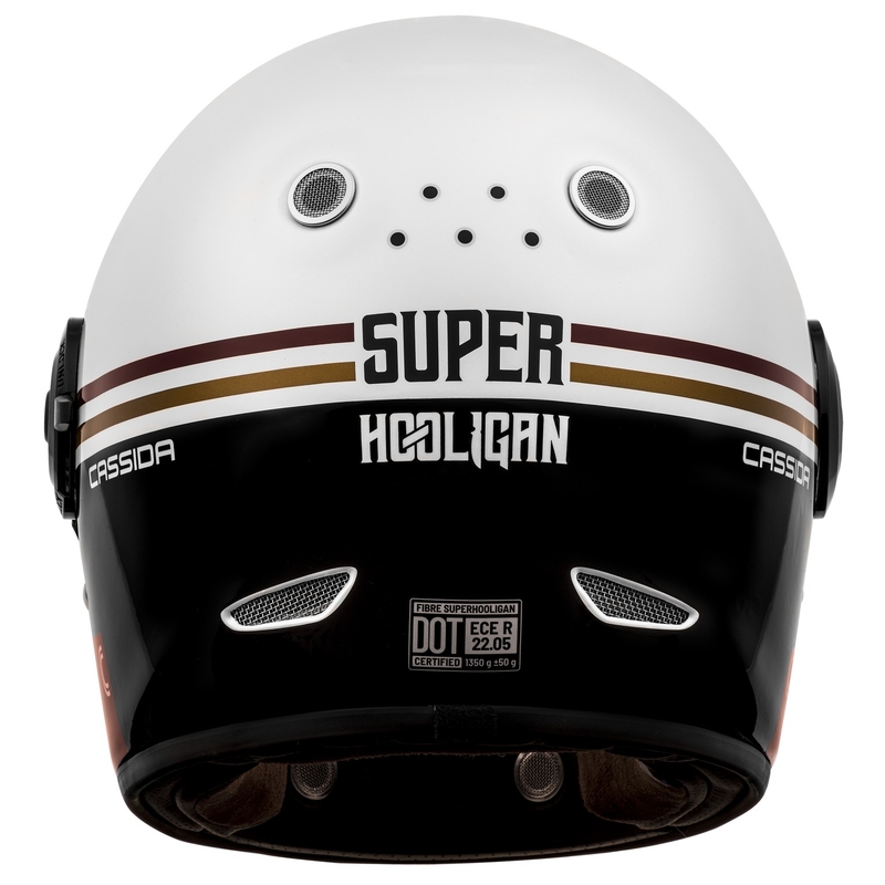 Integrálna prilba na motocykel Cassida Fibre Super Hooligan Carat bielo-čierno-červeno-zlatá výpredaj