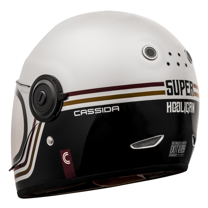 Integrálna prilba na motocykel Cassida Fibre Super Hooligan Carat bielo-čierno-červeno-zlatá výpredaj