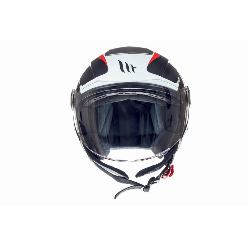 Prilba na motocykel otvorená MT City Eleven SV Spark čierno-bielo-červená výpredaj