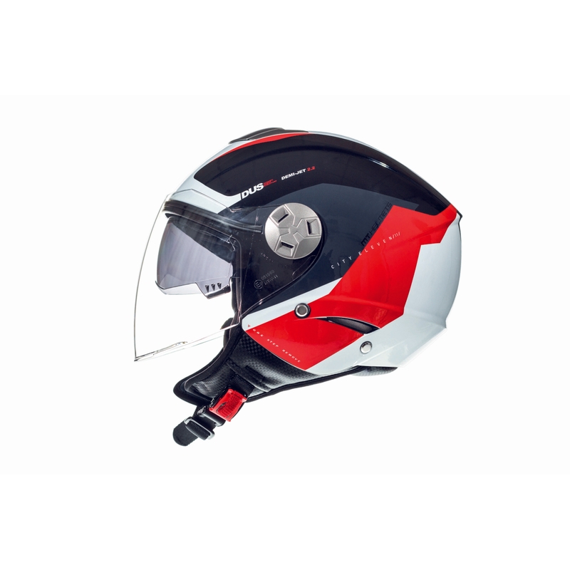 Prilba na motocykel otvorená MT City Eleven SV Spark čierno-bielo-červená výpredaj