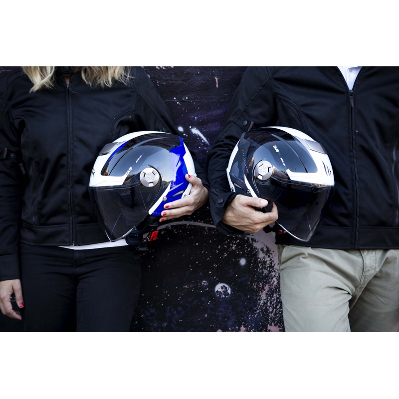 Prilba na motocykel otvorená MT City Eleven SV Spark čierno-bielo-červená výpredaj
