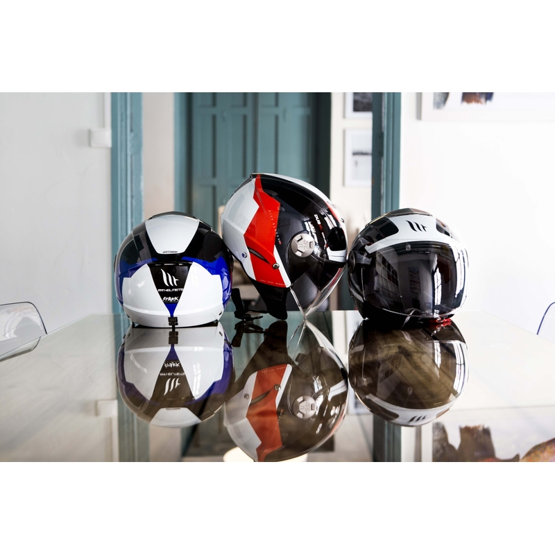 Prilba na motocykel otvorená MT City Eleven SV Spark čierno-bielo-červená výpredaj