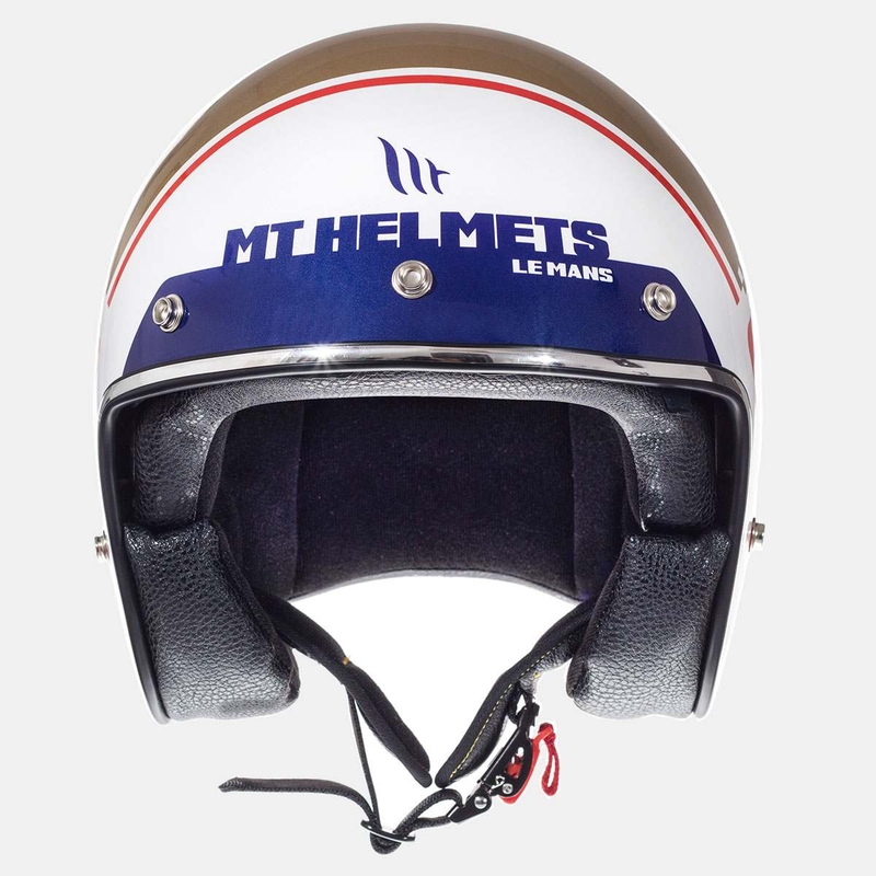 Prilba na motocykel otvorená MT LeMans SV 2 Numberplate bielo-zlatá