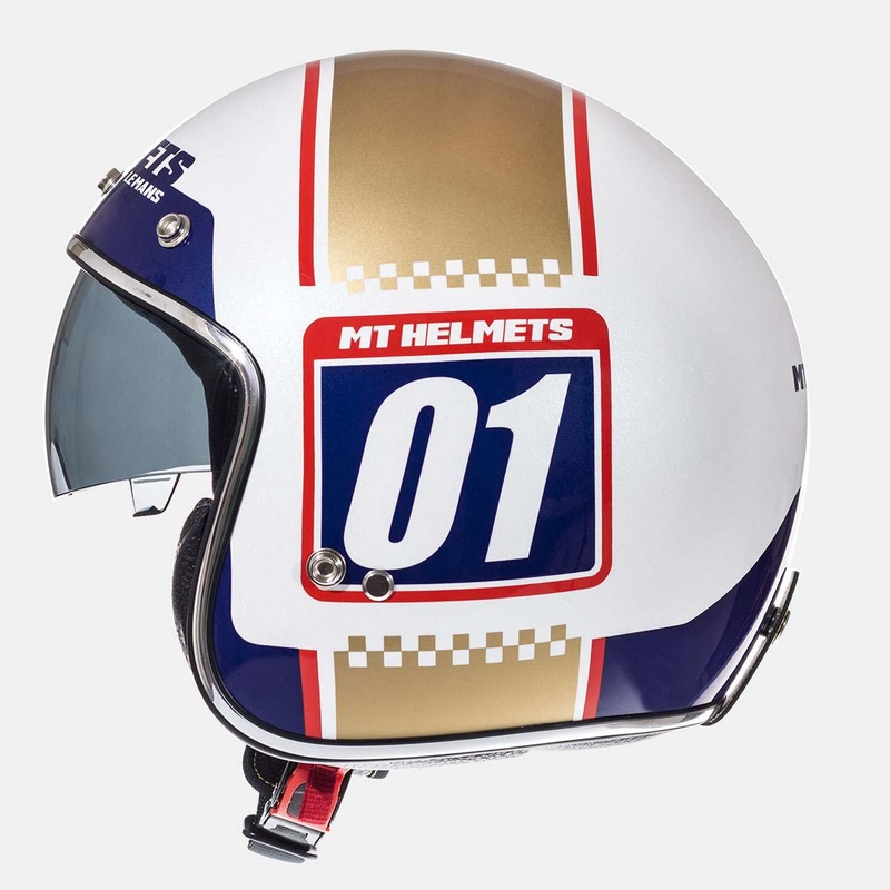 Prilba na motocykel otvorená MT LeMans SV 2 Numberplate bielo-zlatá