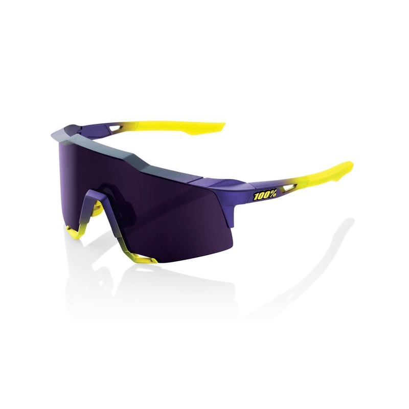Slnečné okuliare 100 % SPEEDCRAFT Matte Metallic Digital Brights fialovo-žlté (fialové sklo)