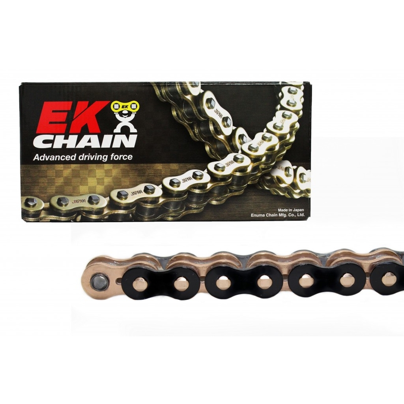 QX-krúžková reťaz -Made in JAPAN EK 520 SRX2 480 L cievka čierna/zlatá/GP