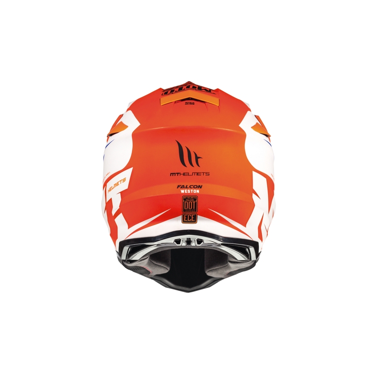 Motokrosová prilba MT Falcon Weston bielo-modrá-fluo oranžová