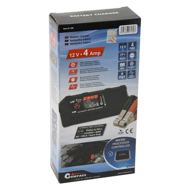 Nabíjačka mikroprocesoru 4Amp 12V PB/GEL/AGM/LiFePO4 LCD displej