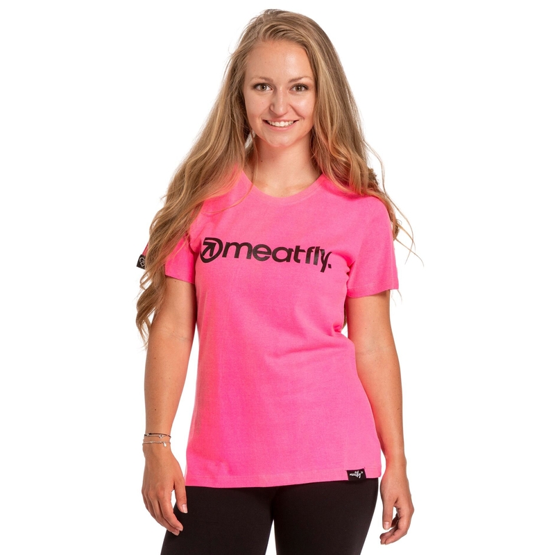 Dámske tričko Meatfly Ladies MF Logo neónovo ružové výpredaj