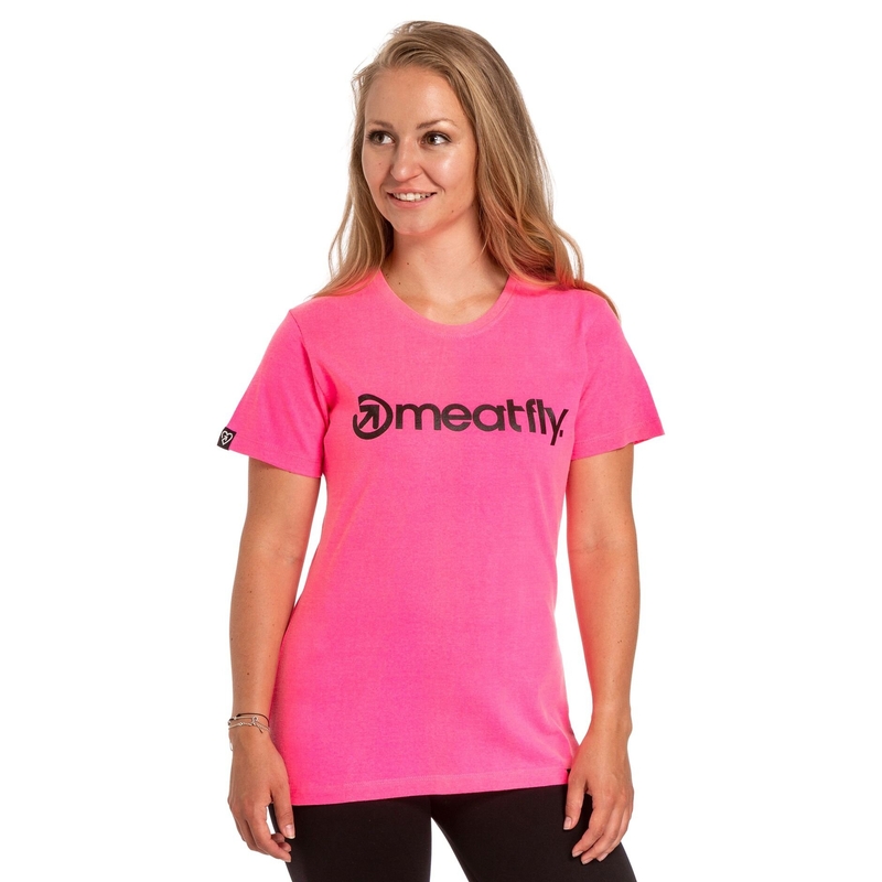 Dámske tričko Meatfly Ladies MF Logo neónovo ružové výpredaj