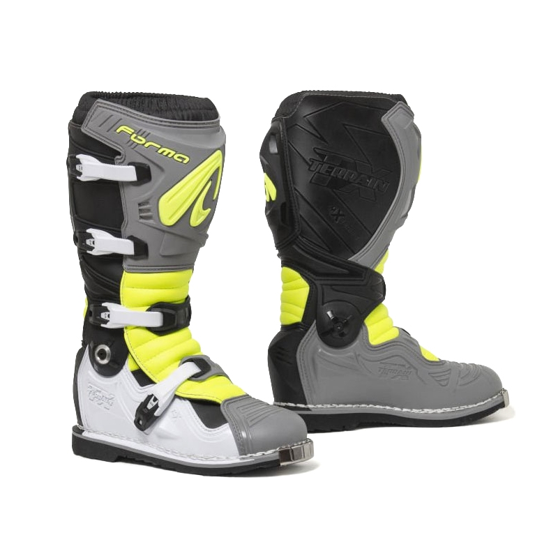 Čižmy na motocykel Forma Terrain Evolution TX šedo-bielo-fluorescenčno žlté