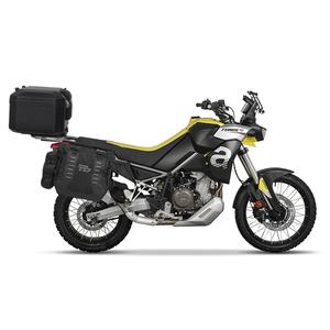 Kompletná sada sedlových brašní SHAD TERRA TR40 adventure a hliníkového vrchného kufra SHAD TERRA BLACK 48L vrátane montážnej sady SHAD Aprilia Tuareg 660