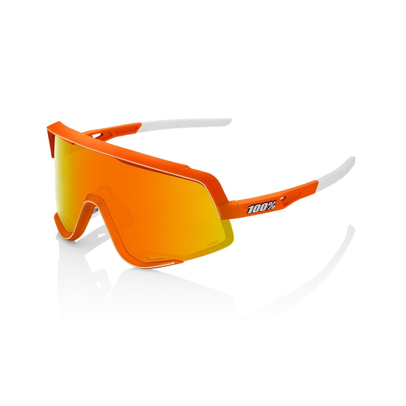 Slnečné okuliare 100 % GLENDALE Soft Tact Neon Orange oranžovo-biele (HIPER červené sklo)