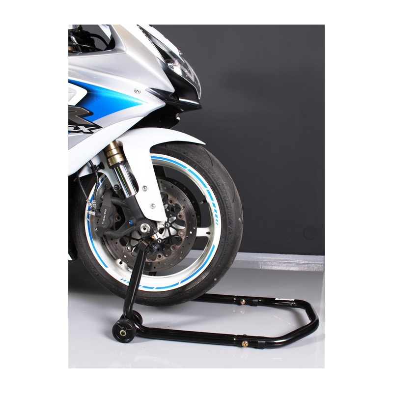 Sada moto stojanov predný + zadný s kolieskami - čierny - II. akosť