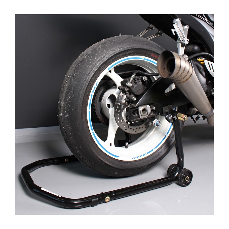 Sada moto stojanov predný + zadný s kolieskami - čierny - II. akosť