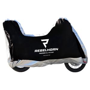 Plachta na motocykel s kufrom Rebelhorn Cover II Top Box čierno-strieborná