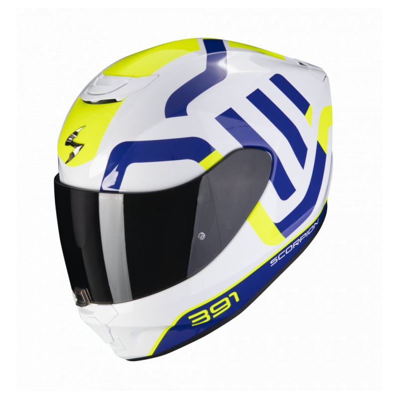 Integrálna prilba na motocykel Scorpion EXO-391 Arok bielo-modro-neónovo žltá