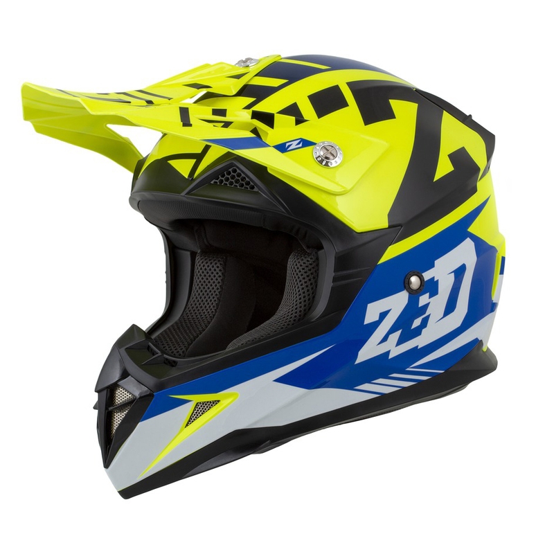 Motokrosová prilba ZED X1.9 modro-fluorescenčno žlto-čierno-biela