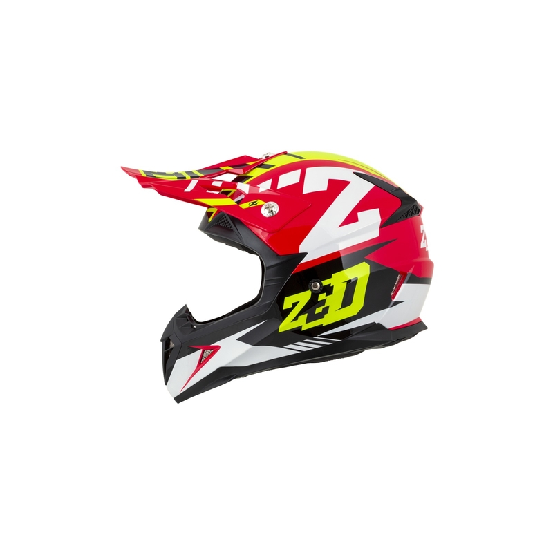 Detská motokrosová prilba ZED X1.9D červeno-fluorescenčno žlto-čierno-biela