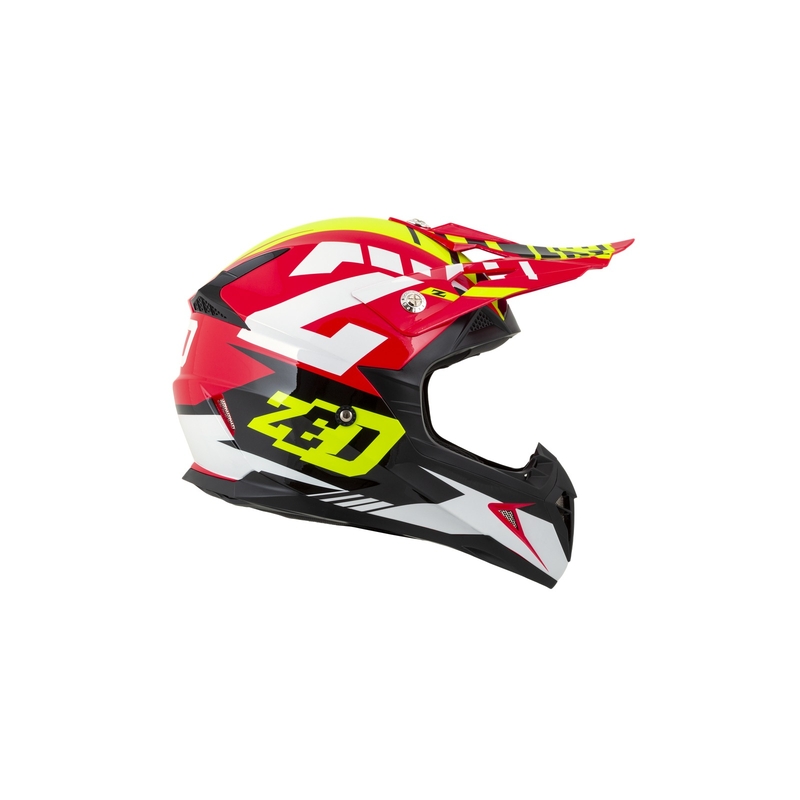 Detská motokrosová prilba ZED X1.9D červeno-fluorescenčno žlto-čierno-biela