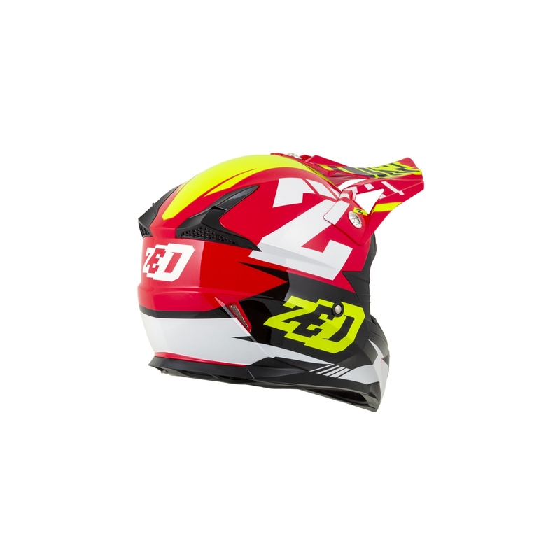 Detská motokrosová prilba ZED X1.9D červeno-fluorescenčno žlto-čierno-biela