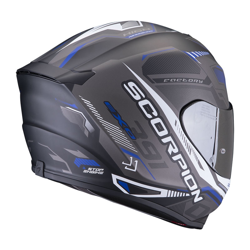 Integrálna prilba na motocykel Scorpion EXO-391Haut čierno-strieborno-modrá